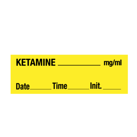 NEVS Label, Ketamine __mg/ml 1/2" x 1-1/2" Yellow w/Black SANTW-0225